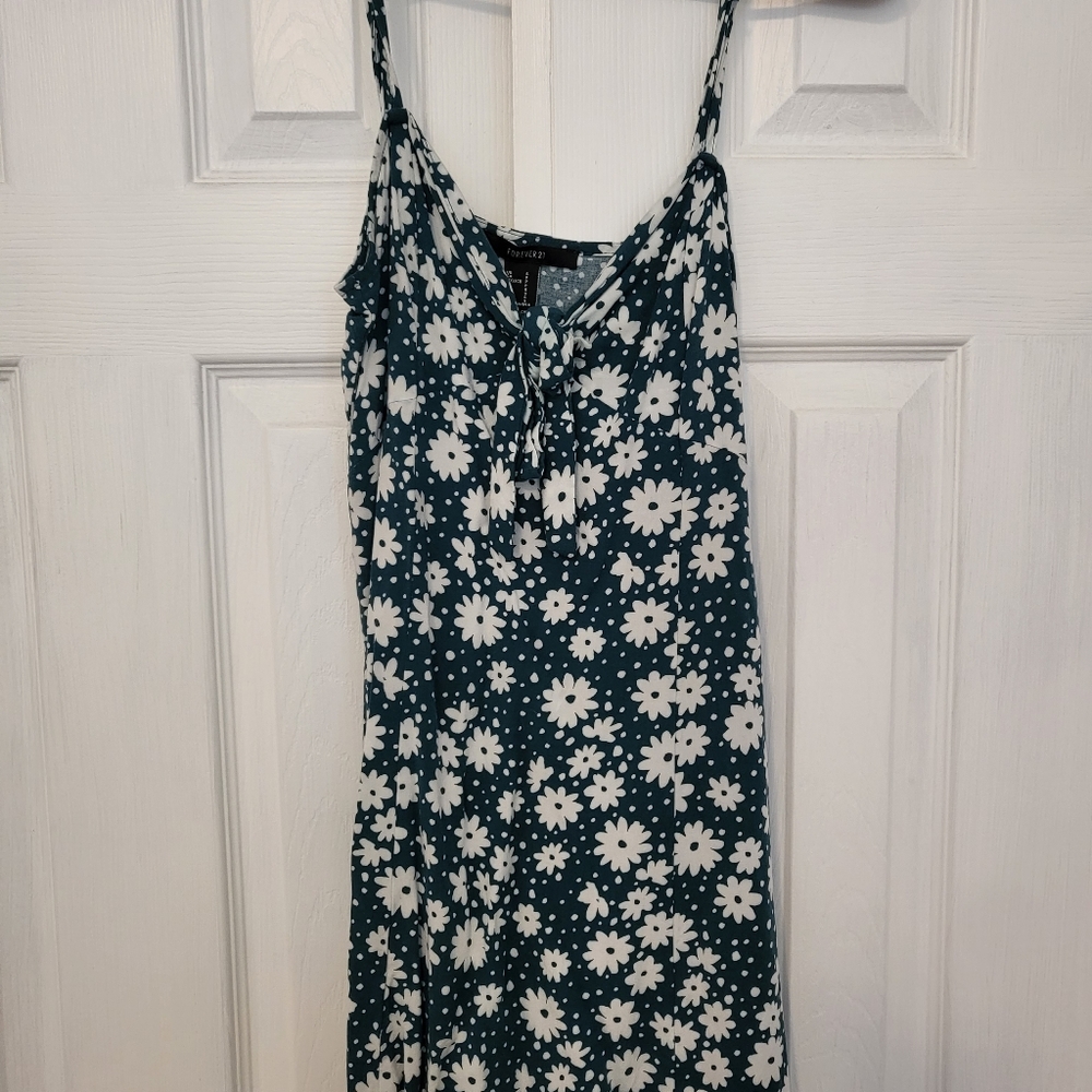 Forever 21 Small Blue Mini Dress with White Flowers